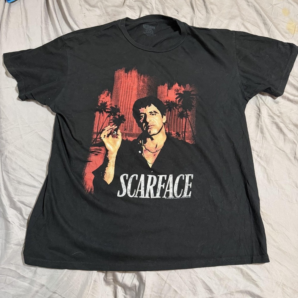 American Classics Shirt Mens L Black Scarface Tony Montana Graphic Tee Movie